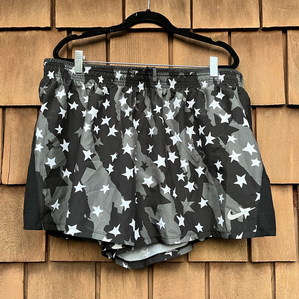 Nike Dri-Fit Women’s 10k Americana Black Stars Lined Shorts Plus Size 1X Running